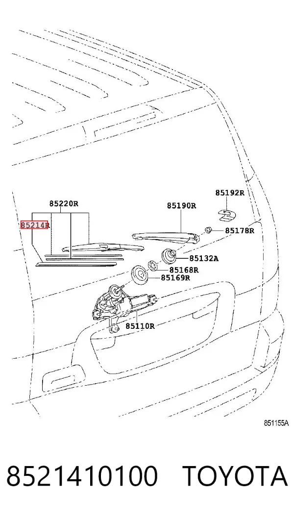 Goma del limpiaparabrisas trasero 8521410100 Toyota