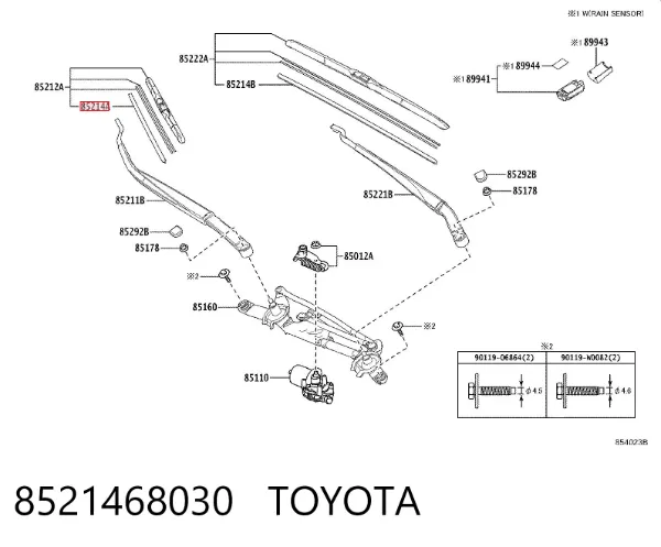 Goma del limpiaparabrisas lado pasajero 8521468030 Toyota