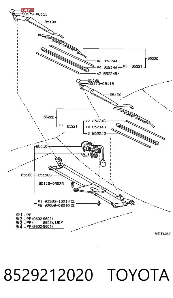 Tapa de la tuerca de fijación del brazo del limpiaparabrisas delantero 8529212020 Toyota
