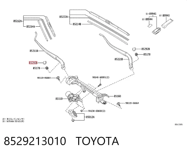 Tapa de la tuerca de fijación del brazo del limpiaparabrisas delantero 8529213010 Toyota