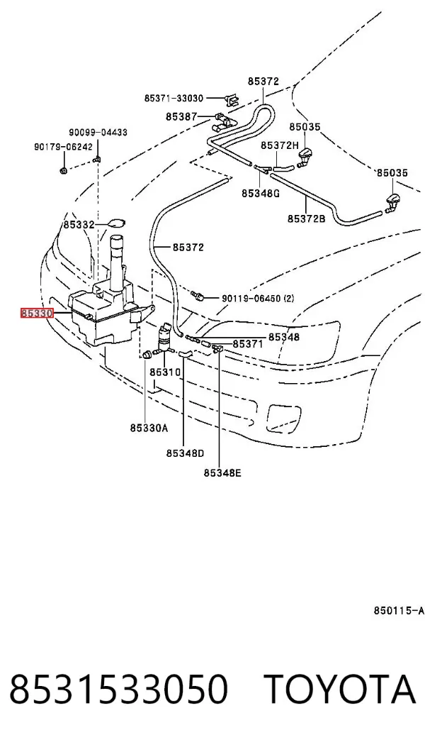 Depósito de limpiaparabrisas 8531533050 Toyota
