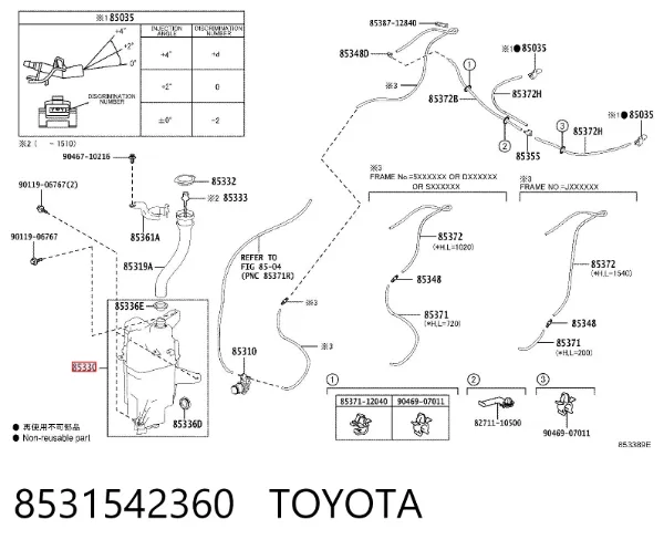 Depósito de limpiaparabrisas 8531542360 Toyota