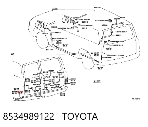 Conector de tubos del lavaparabrisas 8534989122 Toyota