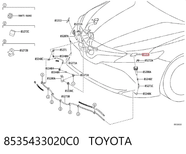 Tapa de la boquilla del lavafaros delantero 8535433020C0 Toyota