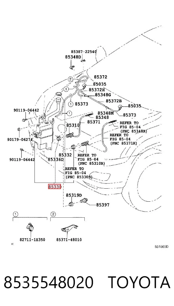 Depósito de limpiaparabrisas Lexus RX 300/330/350/400H