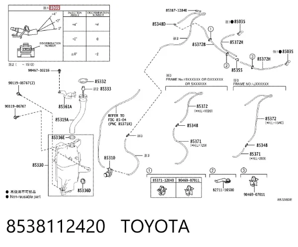 Boquilla del lavaparabrisas 8538112420 Toyota