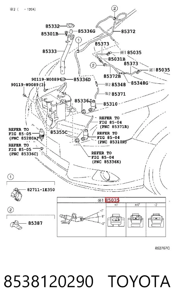 Boquilla del lavaparabrisas 8538120290 Toyota