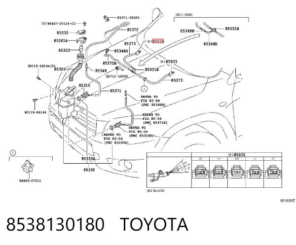 Boquilla del lavaparabrisas 8538130180 Toyota