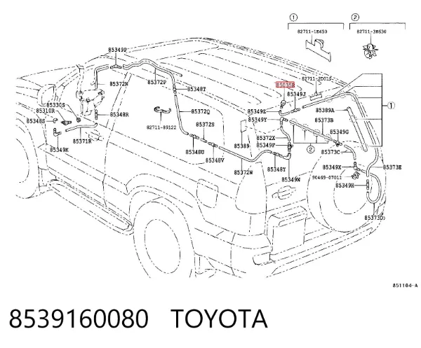 Boquilla del lavaparabrisas trasero 8539160080 Toyota