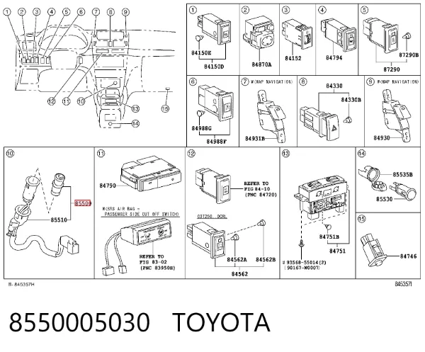 Mechero de coche 8550005030 Toyota