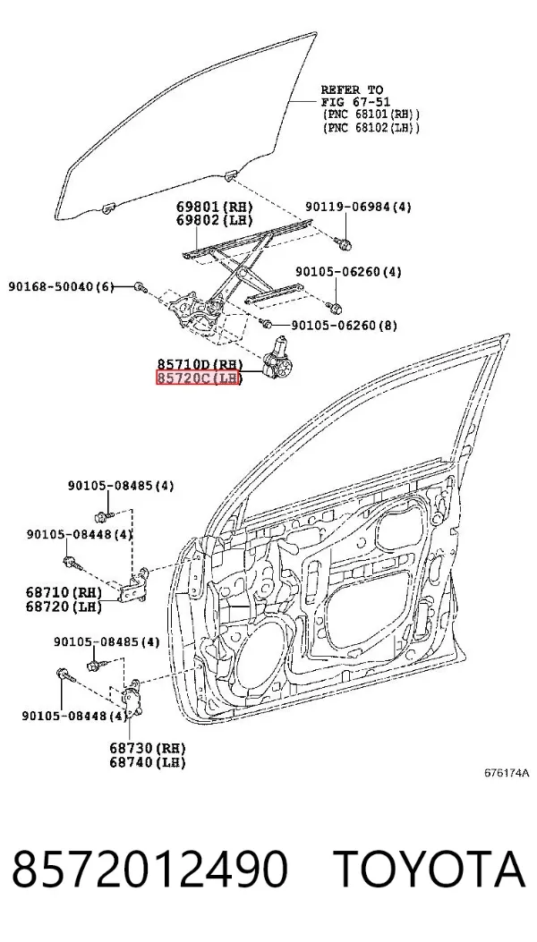 Motor del elevalunas eléctrico 8572012490 Toyota