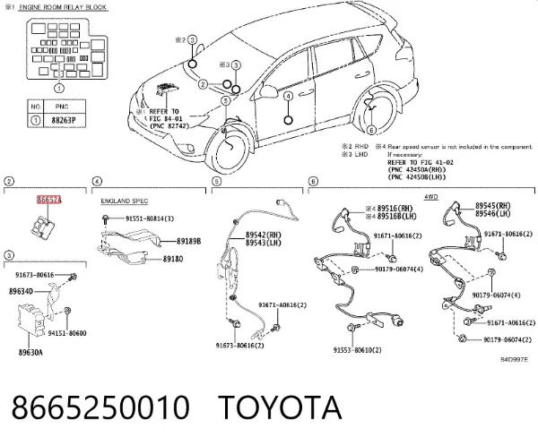 Zumbador de sensor de aparcamiento/acceso sin llave 8665250010 Toyota
