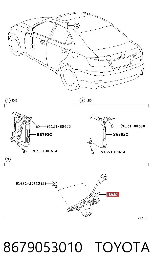 Cámara del sistema de visión 8679053010 Toyota