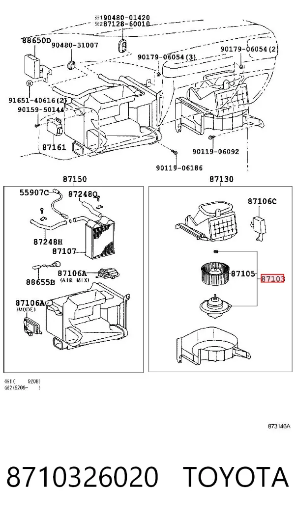 Ventilador habitáculo 8710326020 Toyota
