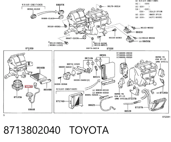 Resistencia de calefacción 8713802040 Toyota