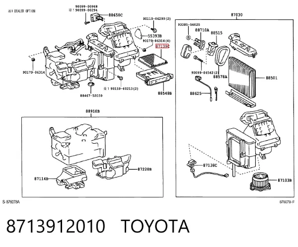 Filtro de habitáculo 8713912010 Toyota