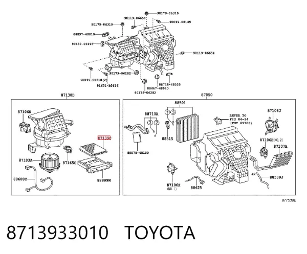 Filtro de habitáculo 8713933010 Toyota