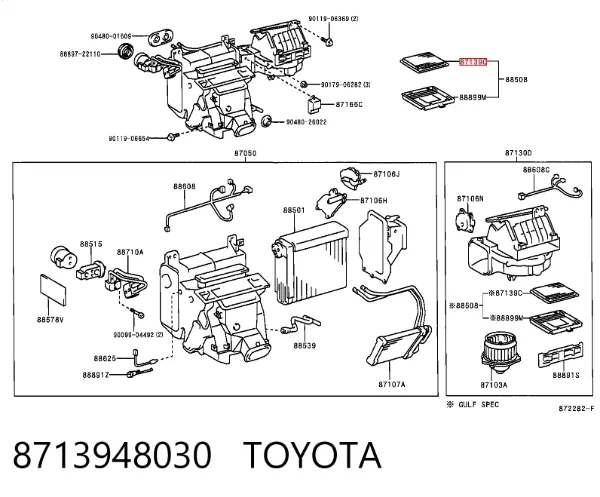 Filtro de habitáculo 8713948030 Toyota