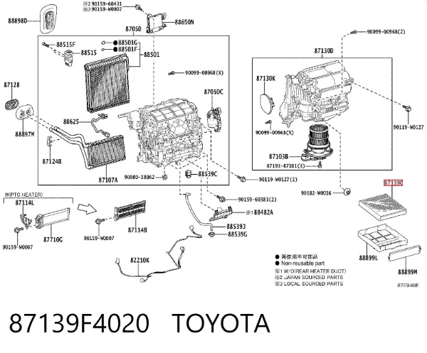 Filtro de habitáculo 87139F4020 Toyota