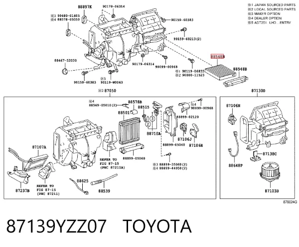 Filtro de habitáculo 87139YZZ07 Toyota