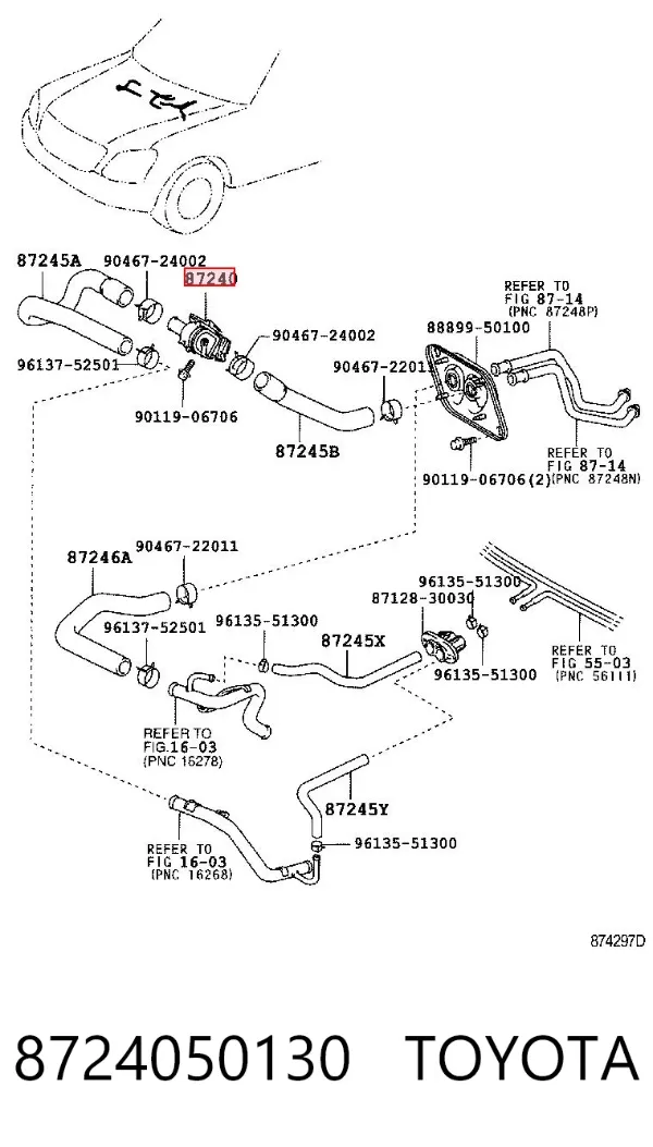 Válvula calefacción 8724050130 Toyota