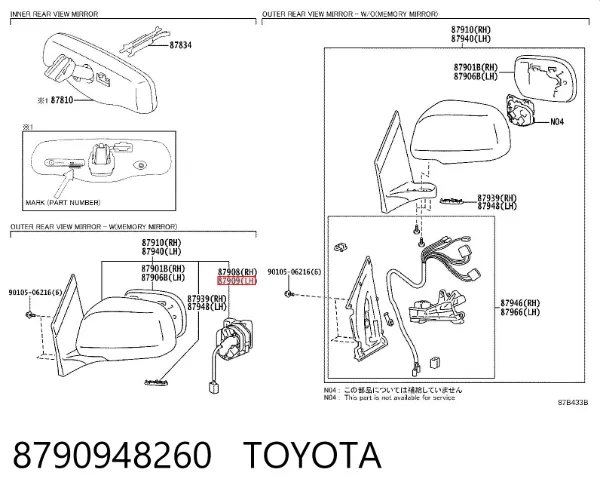 Motor del actuador del espejo retrovisor 8790948260 Toyota