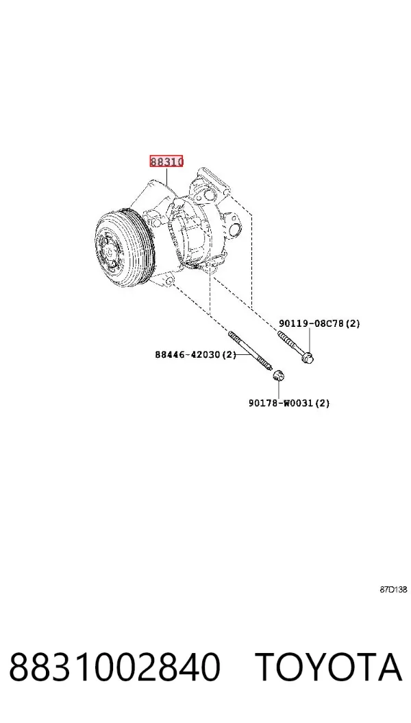 Compresor de aire acondicionado 8831002840 Toyota