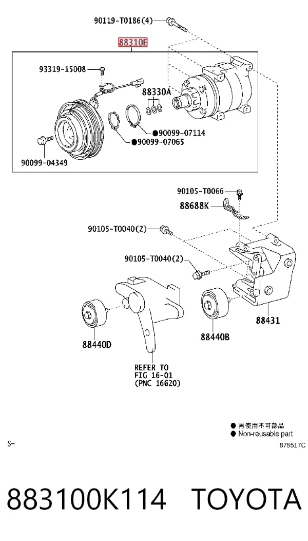 Compresor de aire acondicionado 883100K114 Toyota