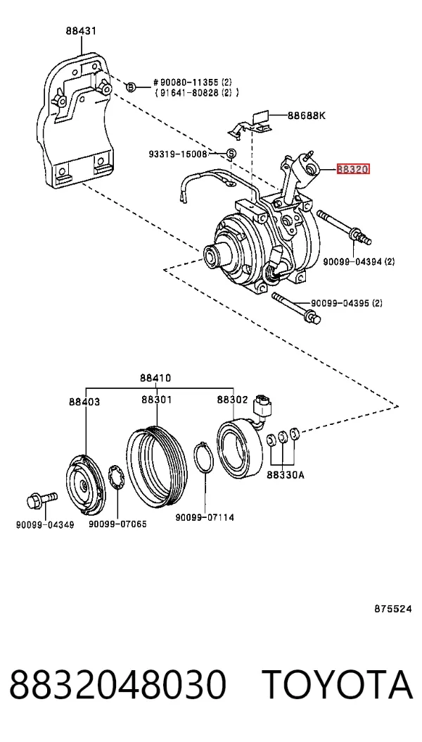 Compresor de aire acondicionado 8832048030 Toyota