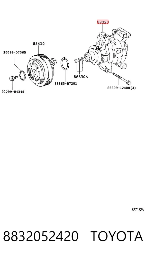 Compresor de aire acondicionado 8832052420 Toyota