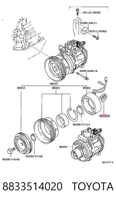 Kit de reparación de compresor de aire acondicionado TOYOTA 8833514020