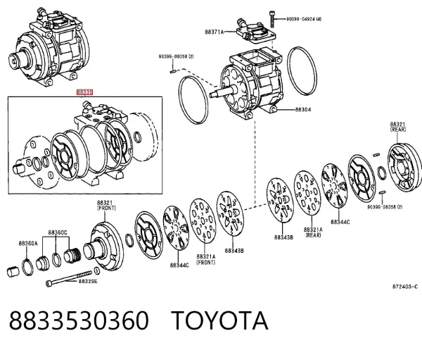 Kit de reparación de compresor de aire acondicionado 8833530360 Toyota