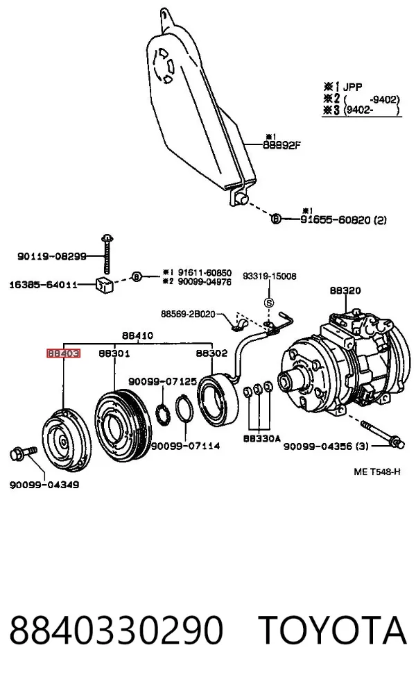 Polea del compresor de aire acondicionado 8840330290 Toyota