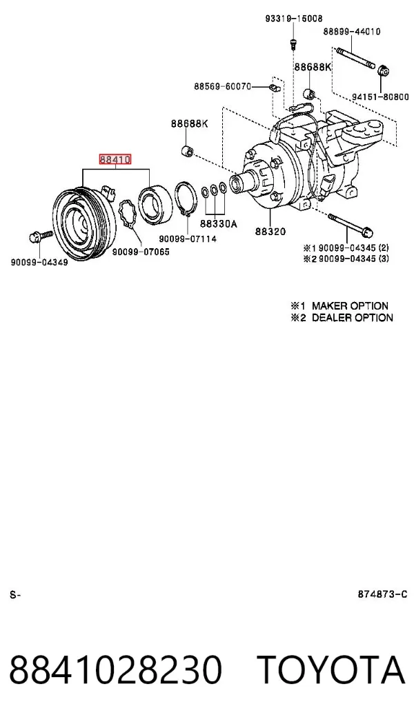 Acoplamiento magnético, compresor del aire acondicionado  8841028230 Toyota