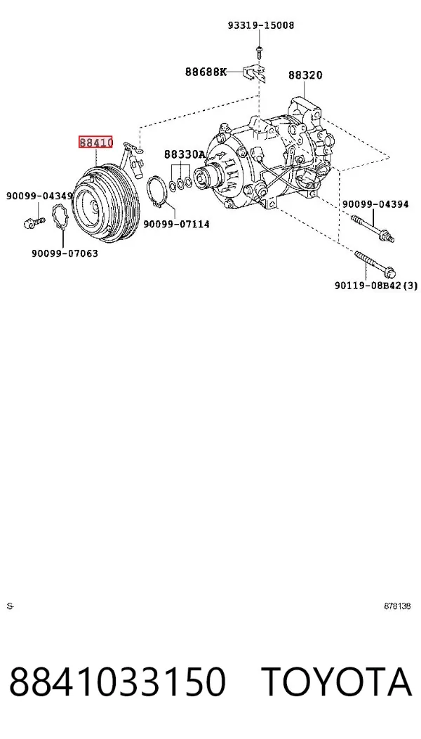 Acoplamiento magnético, compresor del aire acondicionado  Toyota RAV4 III
