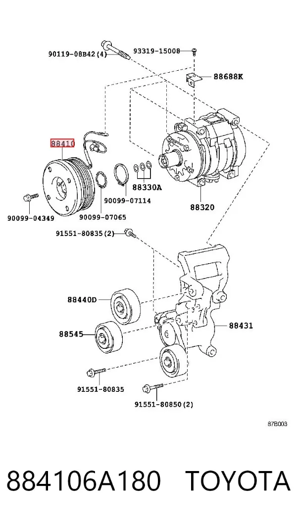 Acoplamiento magnético, compresor del aire acondicionado  Toyota Land Cruiser PRADO