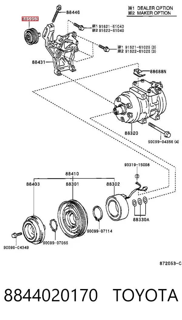 Polea tensora correa poli V 8844020170 Toyota