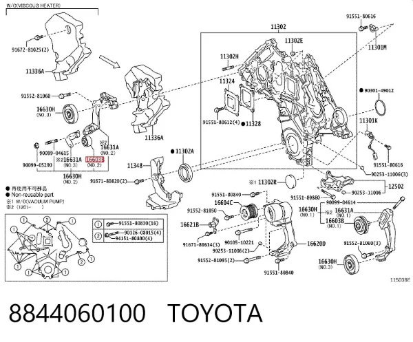 Polea inversión / guía, correa poli V 8844060100 Toyota