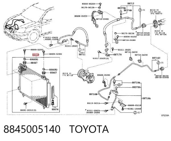 Condensador aire acondicionado 8845005140 Toyota