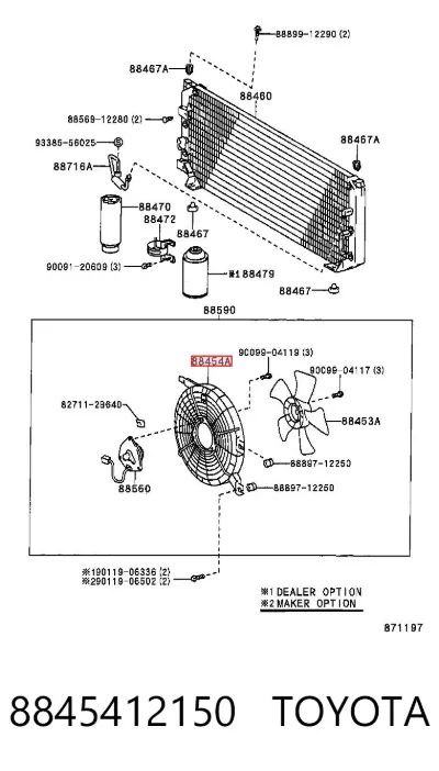 Difusor del radiador del aire acondicionado TOYOTA 8845412150