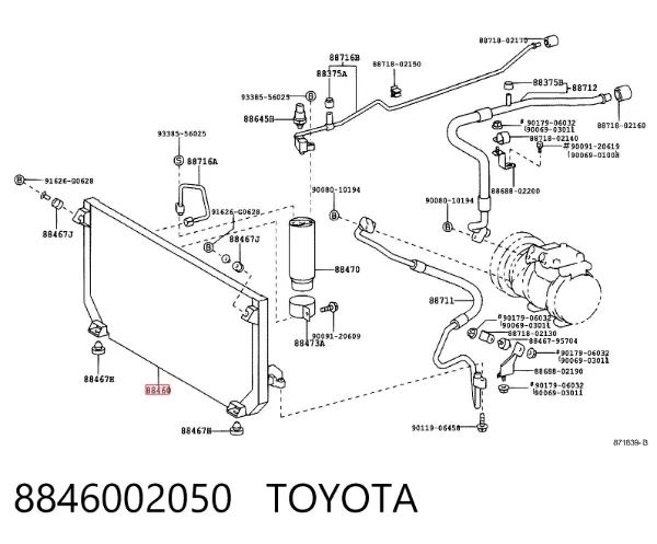 Condensador aire acondicionado 8846002050 Toyota