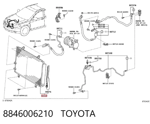 Condensador aire acondicionado 8846006210 Toyota