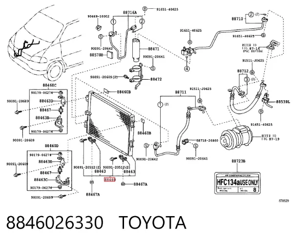 Condensador aire acondicionado 8846026330 Toyota