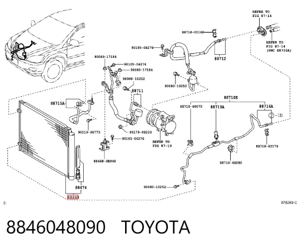 Condensador aire acondicionado 8846048090 Toyota