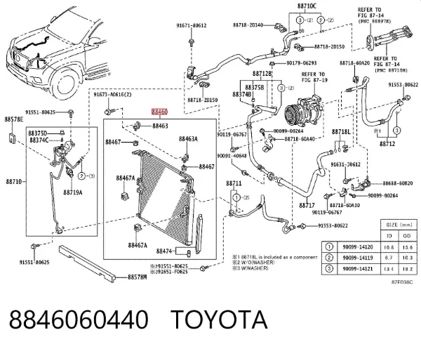 Condensador aire acondicionado 8846060440 Toyota