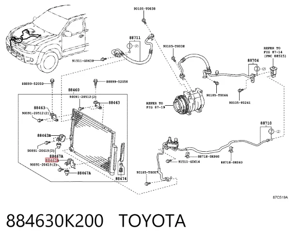 Condensador aire acondicionado 884630K200 Toyota