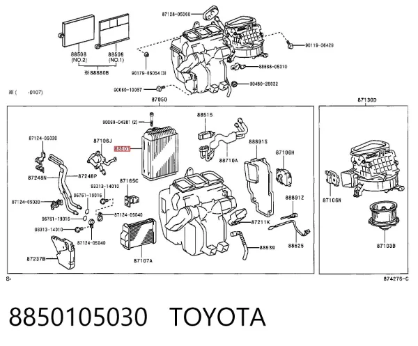 Evaporador de aire acondicionado 8850105030 Toyota
