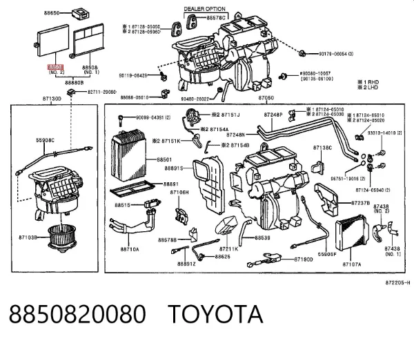 Filtro de habitáculo 8850820080 Toyota