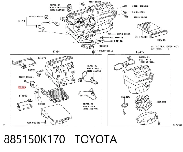 Válvula TRV del aire acondicionado 885150K170 Toyota