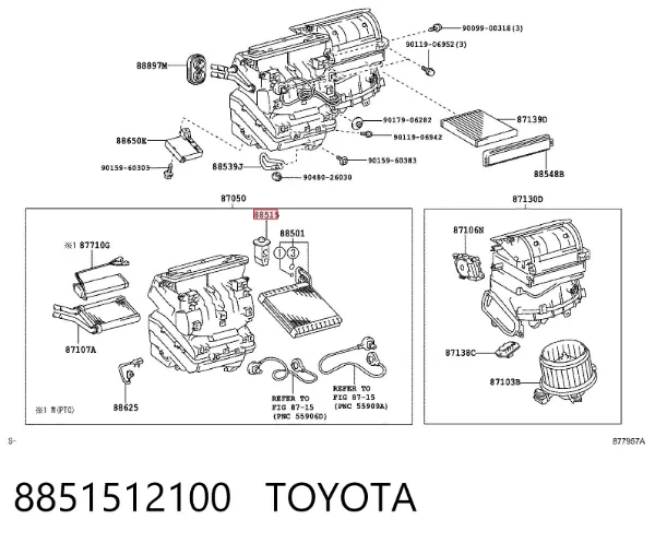 Válvula TRV del aire acondicionado 8851512100 Toyota